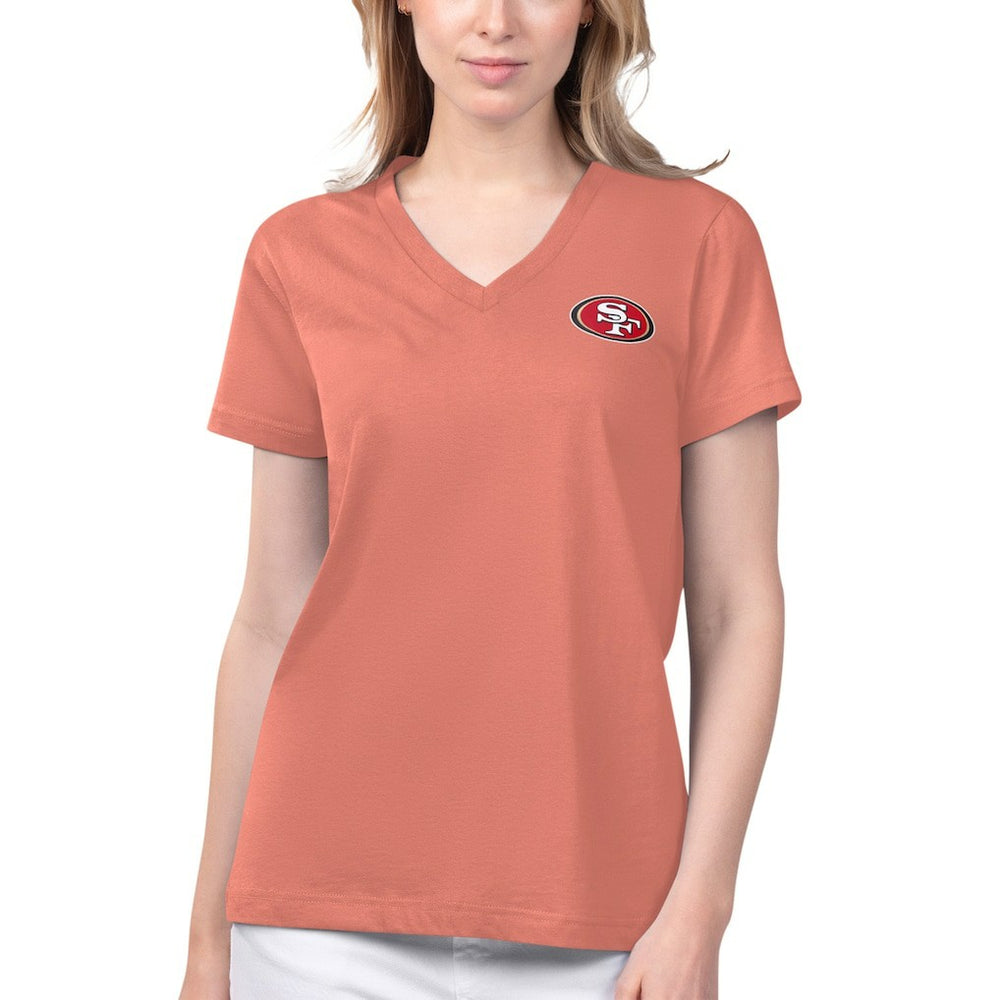 San Francisco 49ers Margaritaville Women's Game Time V-Neck T-Shirt Coral