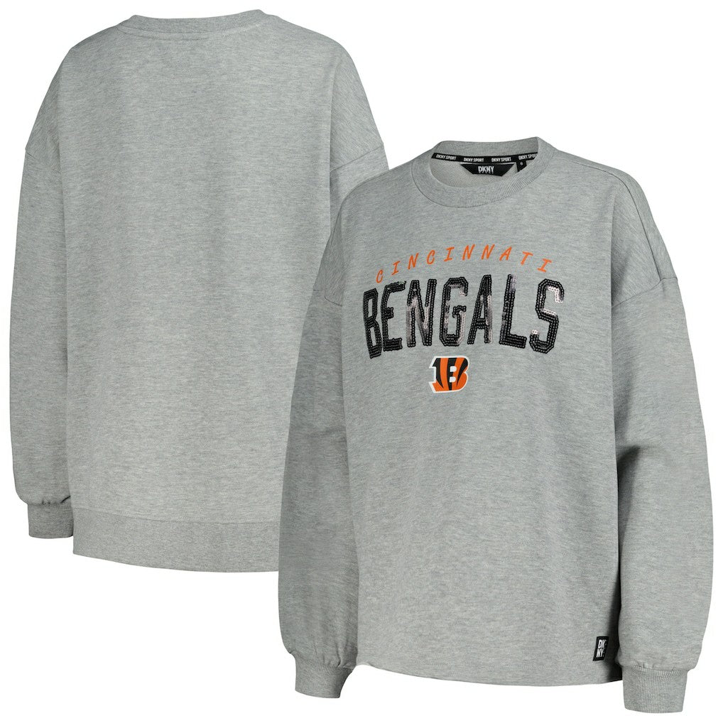 Cincinnati Bengals DKNY Sport Women's Penelope Pullover Sweatshirt Heather Charcoal