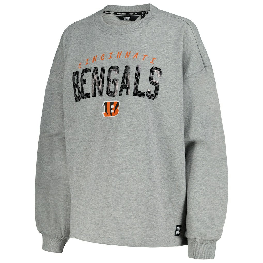 Cincinnati Bengals DKNY Sport Women's Penelope Pullover Sweatshirt Heather Charcoal