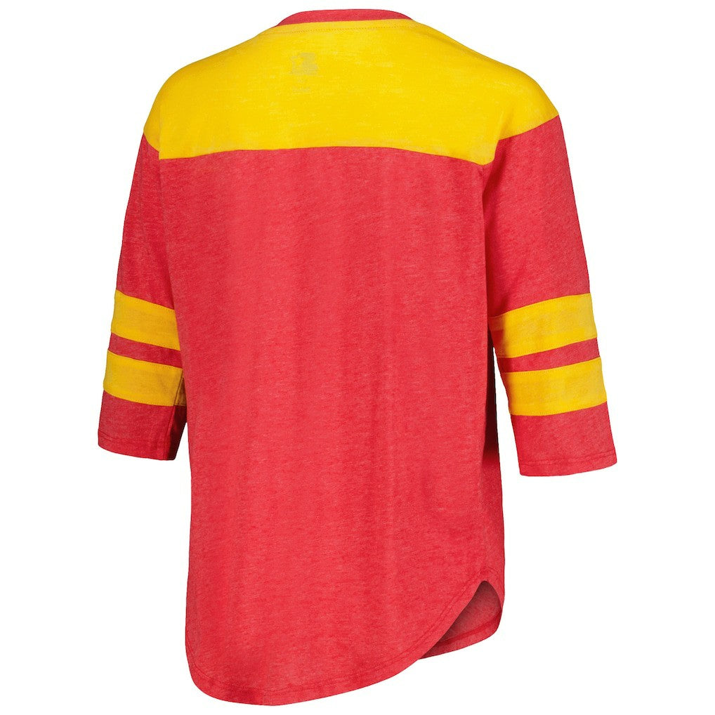 Kansas City Chiefs Starter Women's Fullback Tri-Blend 3/4-Sleeve T-Shirt Red