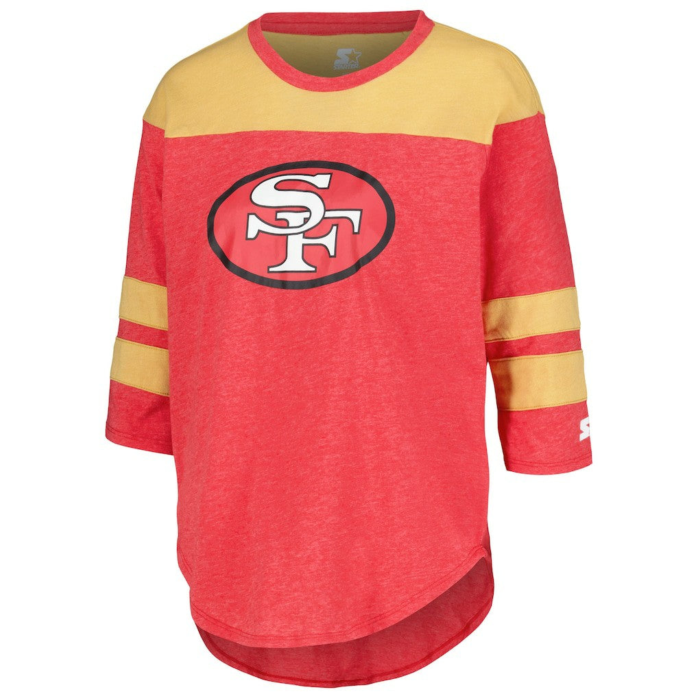San Francisco 49ers Starter Women's Fullback Tri-Blend 3/4-Sleeve T-Shirt Scarlet