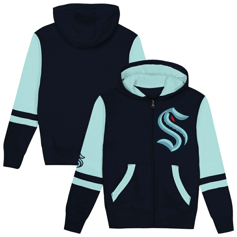 NHL Seattle Kraken Preschool Face Off Full-Zip Hoodie - Navy