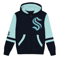 NHL Seattle Kraken Preschool Face Off Full-Zip Hoodie - Navy