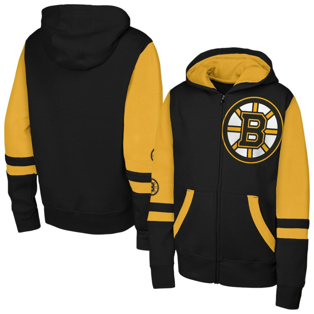NHL Boston Bruins Youth Face Off Full-Zip Hoodie - Black