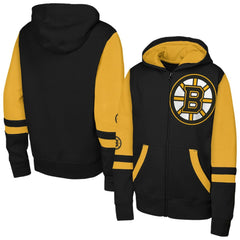 NHL Boston Bruins Youth Face Off Full-Zip Hoodie - Black