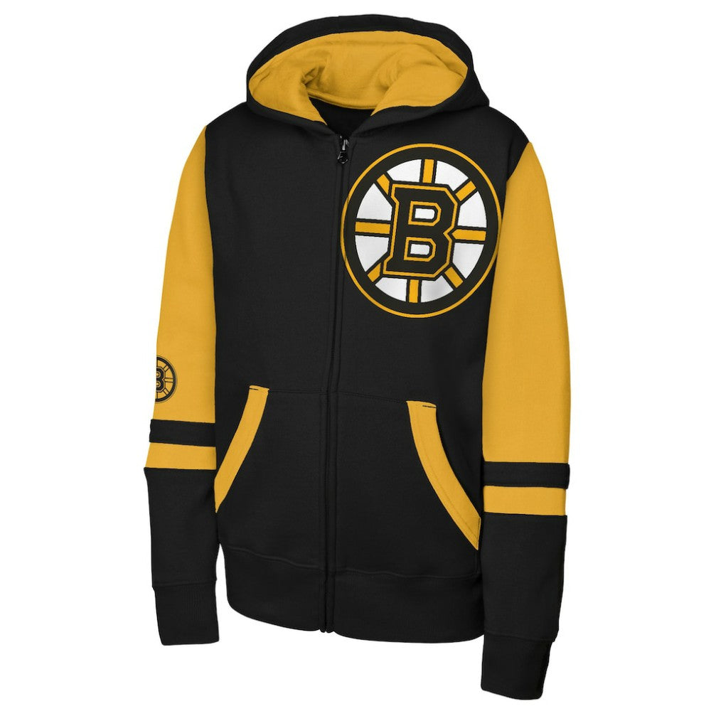 NHL Boston Bruins Youth Face Off Full-Zip Hoodie - Black