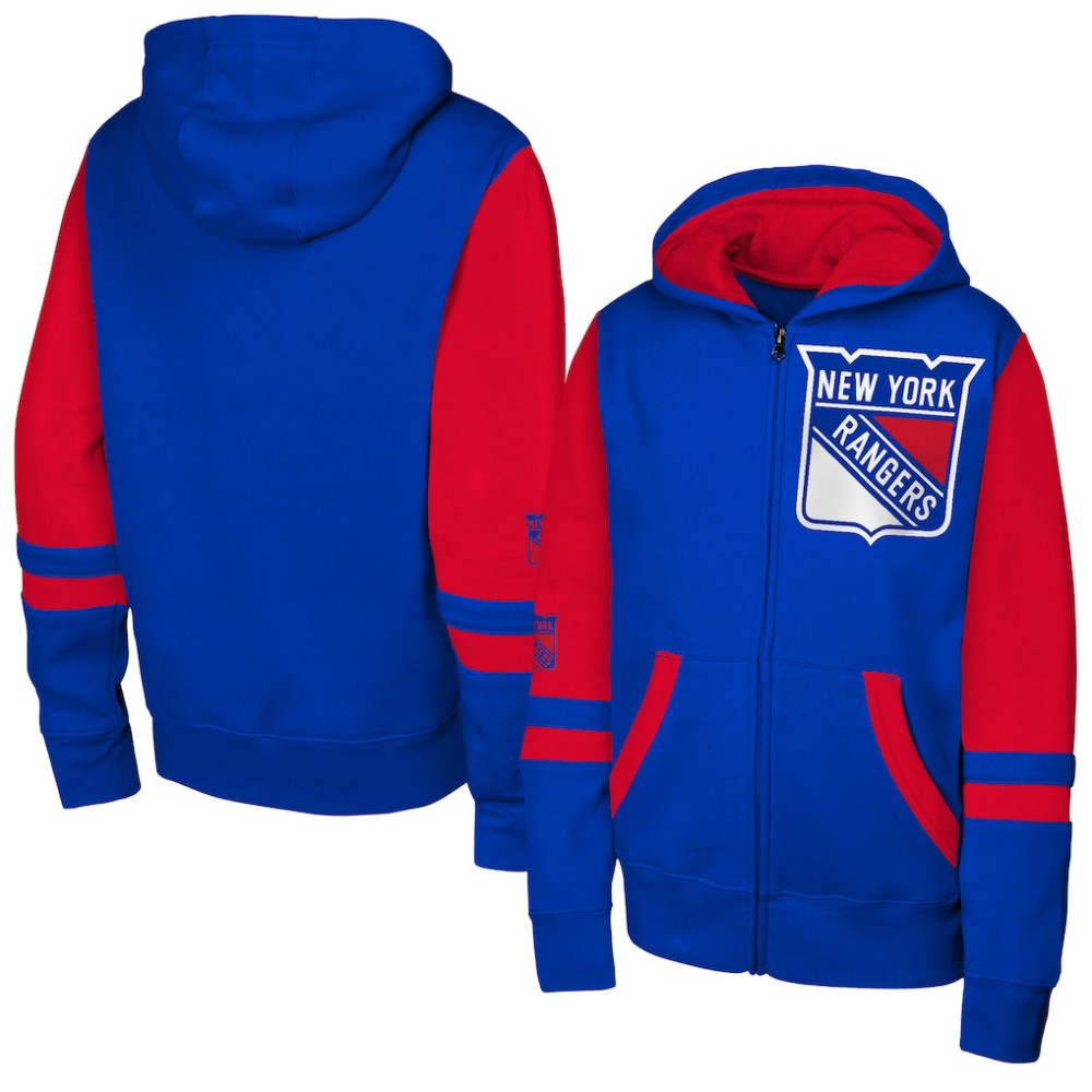 NHL New York Rangers Youth Face Off Full-Zip Hoodie - Blue