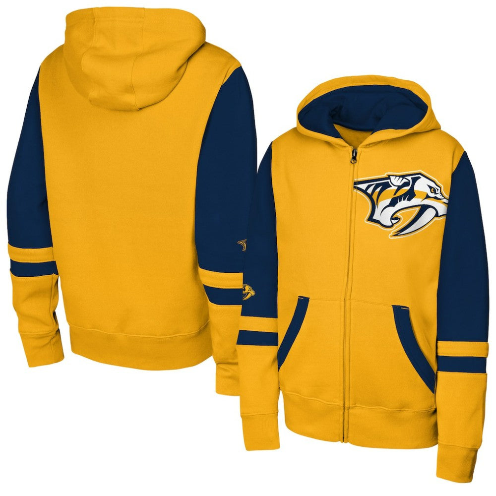 NHL Nashville Predators Youth Face Off Full-Zip Hoodie - Gold
