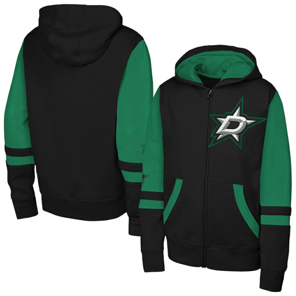 NHL Dallas Stars Youth Face Off Full-Zip Hoodie - Black