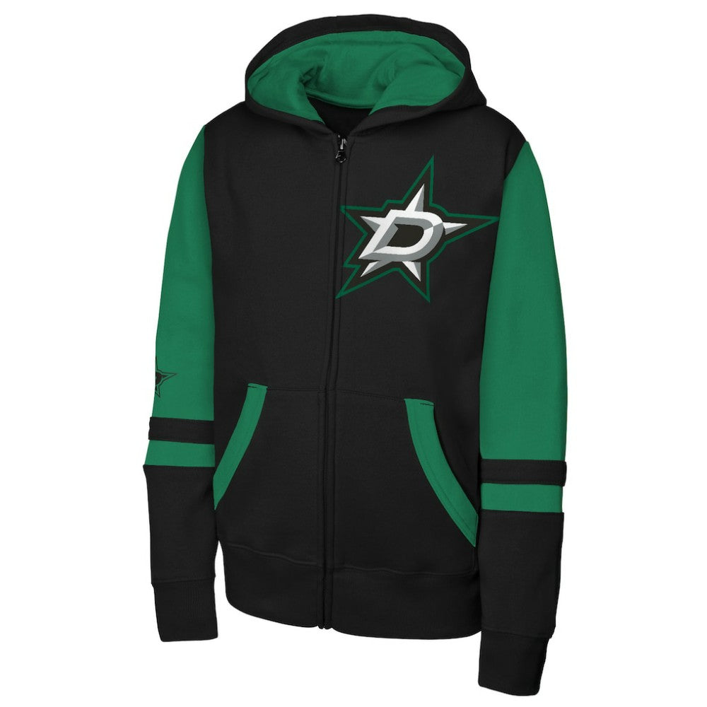 NHL Dallas Stars Youth Face Off Full-Zip Hoodie - Black