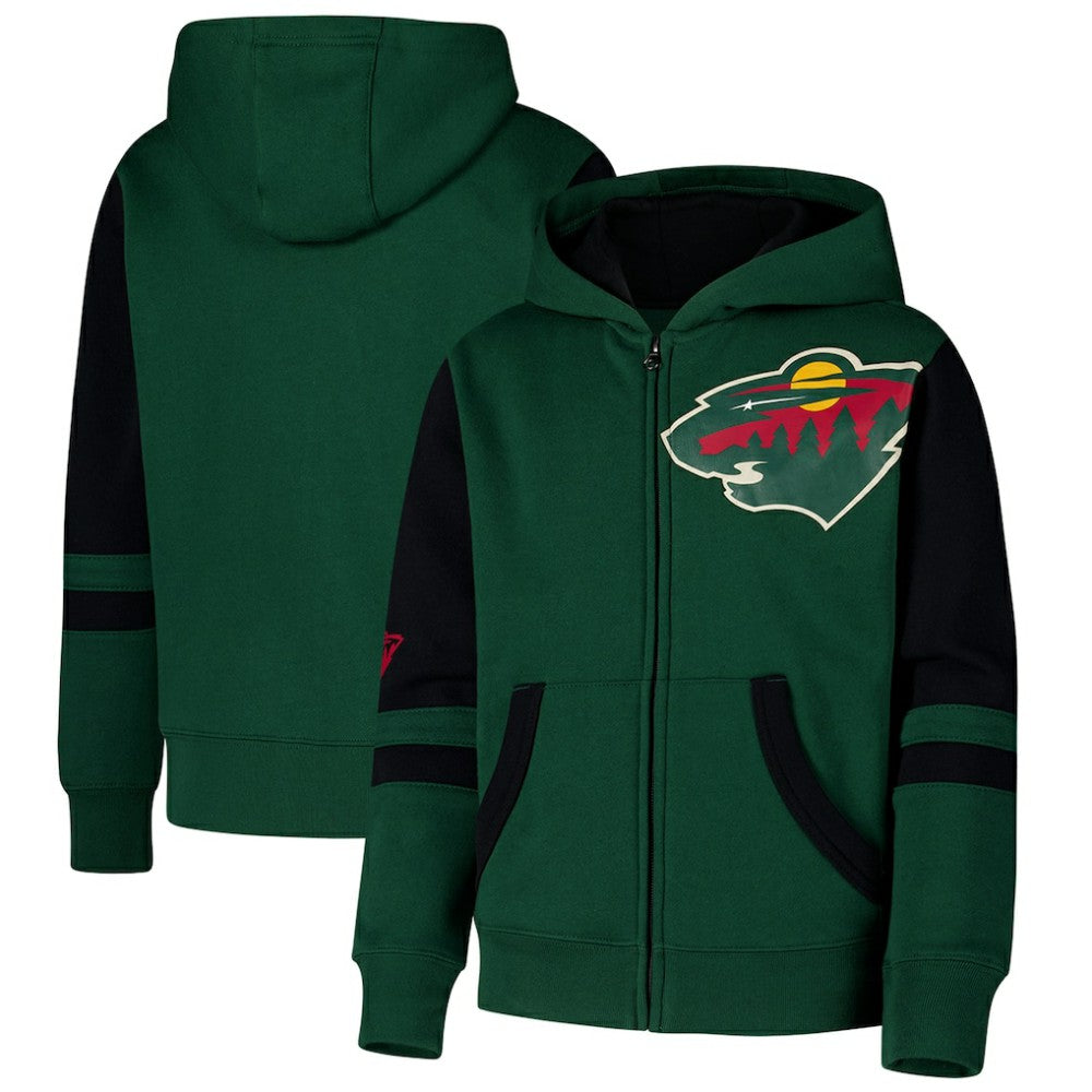 NHL Minnesota Wild Youth Face Off Full-Zip Hoodie - Green