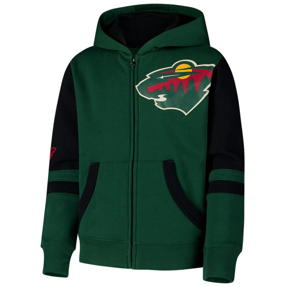 NHL Minnesota Wild Youth Face Off Full-Zip Hoodie - Green