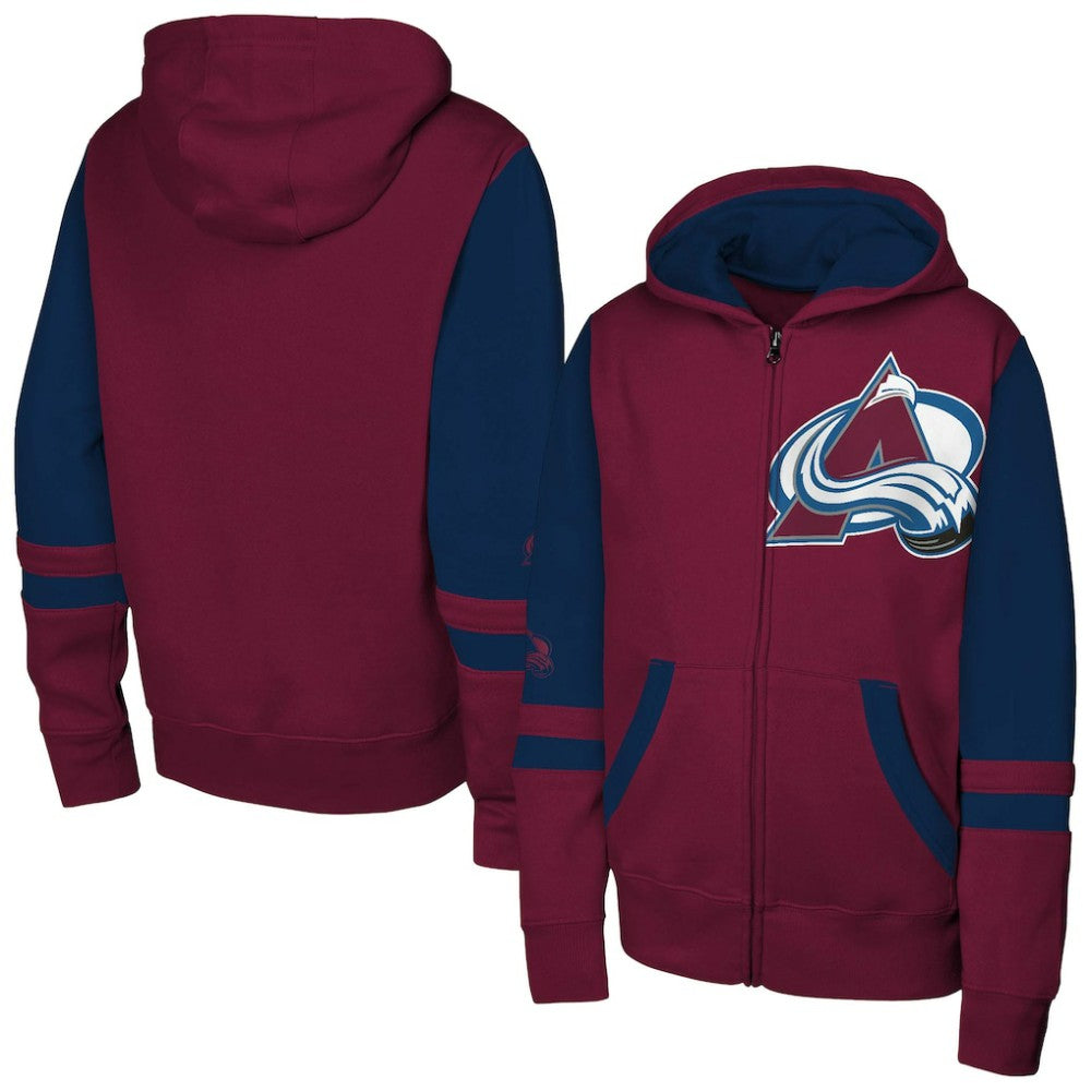 NHL Colorado Avalanche Youth Face Off Full-Zip Hoodie - Burgundy