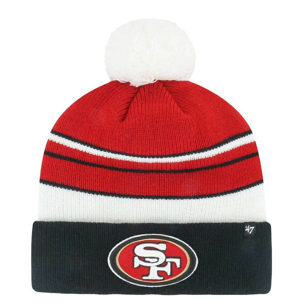 San Francisco 49ers '47 Youth Peewee Cuffed Knit Hat with Pom Scarlet/Black