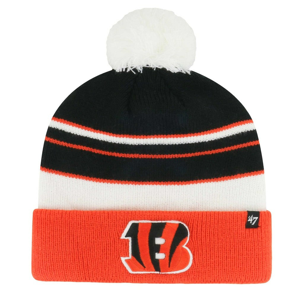 Cincinnati Bengals '47 Youth Peewee Cuffed Knit Hat with Pom Black/Orange