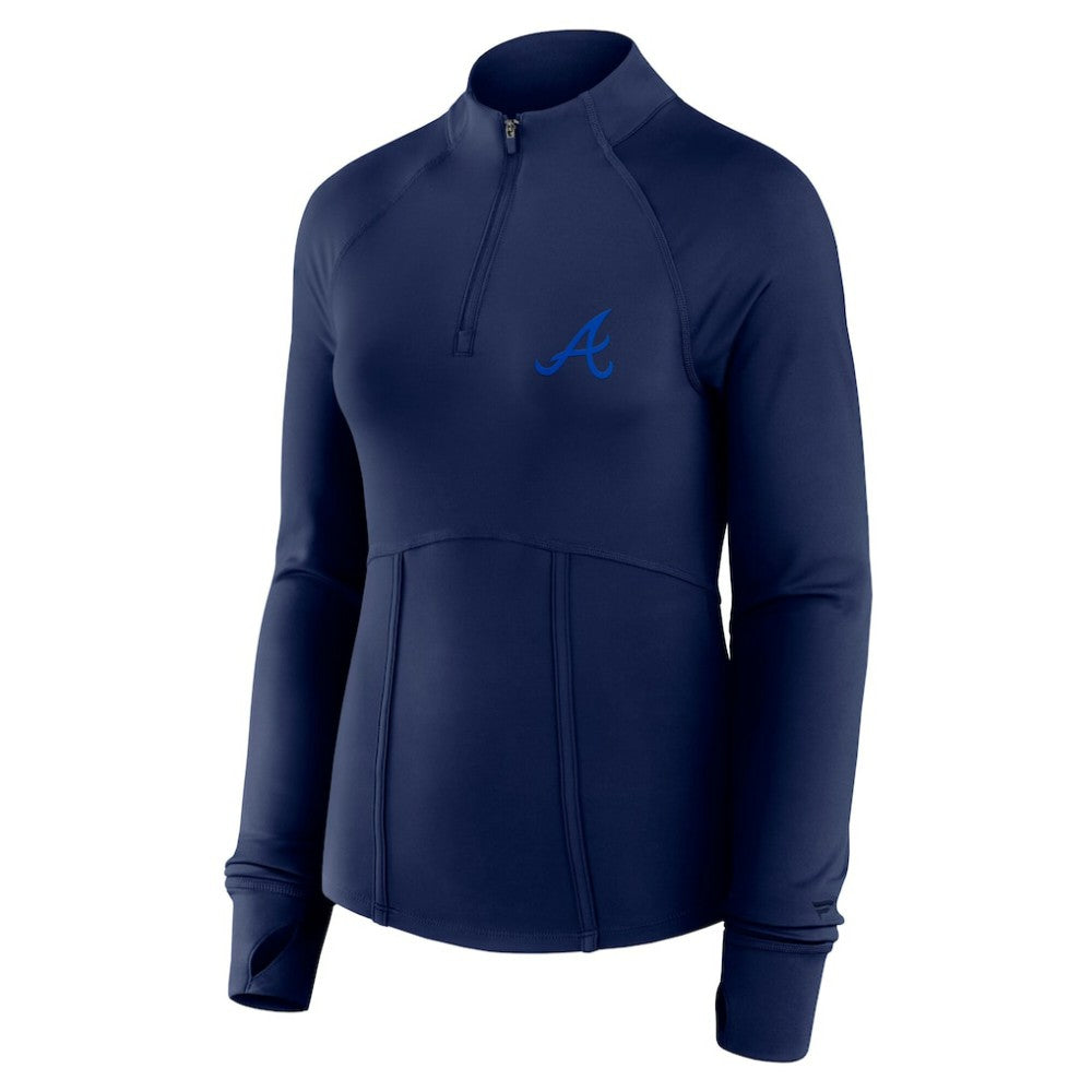 Atlanta Braves Fanatics Women's Elements Raglan Tri-Blend Quarter-Zip Top - Navy Tops