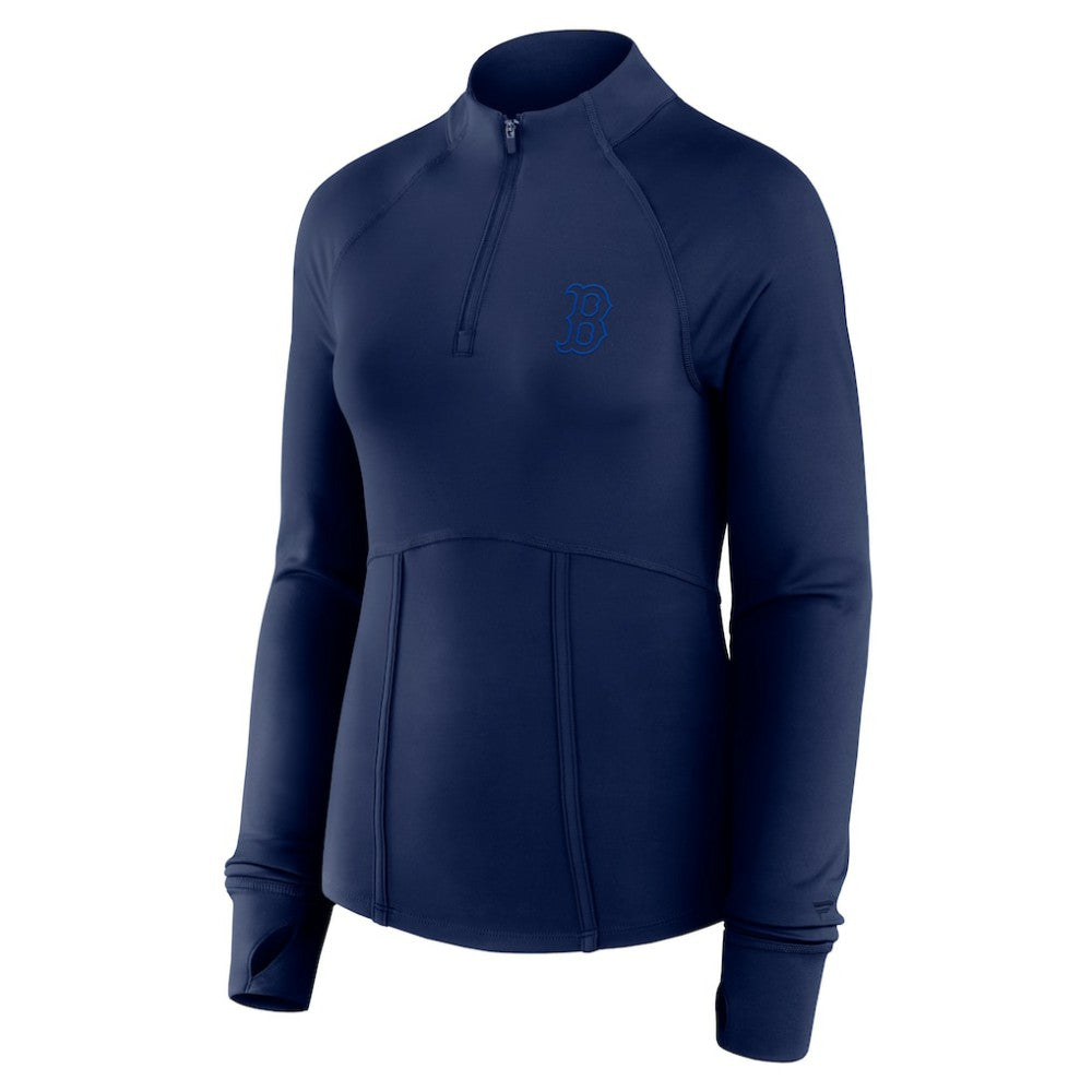 Boston Red Sox Fanatics Women's Elements Raglan Tri-Blend Quarter-Zip Top - Navy Tops