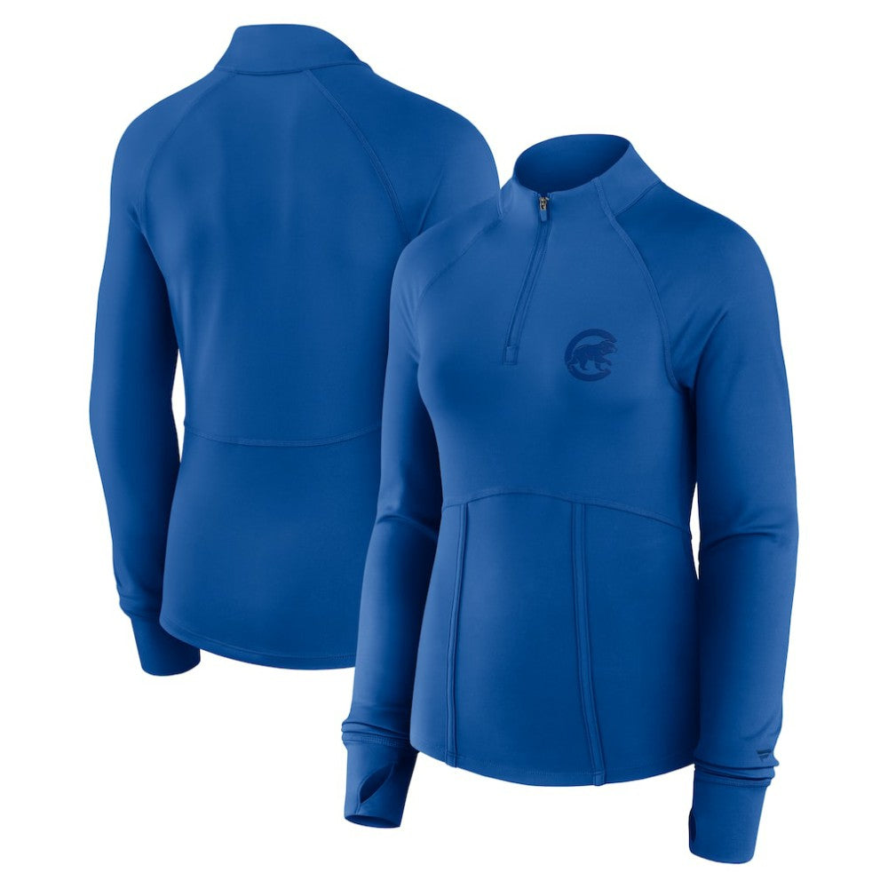 Chicago Cubs Fanatics Women's Elements Raglan Tri-Blend Quarter-Zip Top - Royal Tops