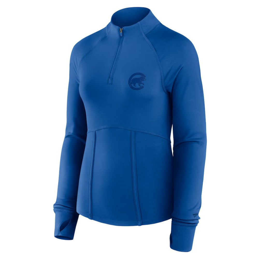 Chicago Cubs Fanatics Women's Elements Raglan Tri-Blend Quarter-Zip Top - Royal Tops