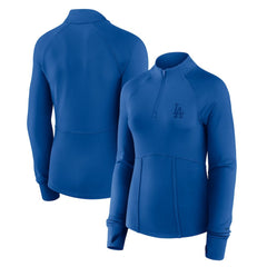 Los Angeles Dodgers Fanatics Women's Elements Raglan Tri-Blend Quarter-Zip Top - Royal Tops