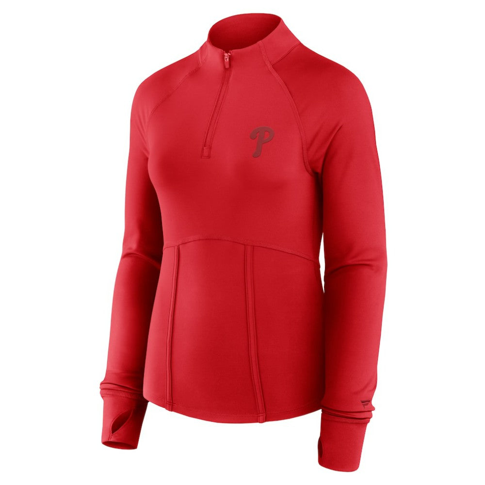 Philadelphia Phillies Fanatics Women's Elements Raglan Tri-Blend Quarter-Zip Top - Red Tops