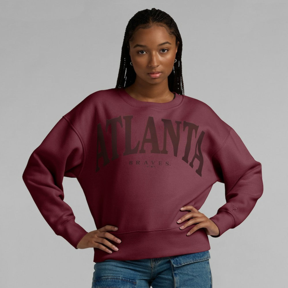 Atlanta Braves Fanatics Women's Elements Flow Pullover Sweatshirt - Burgundy Pullover