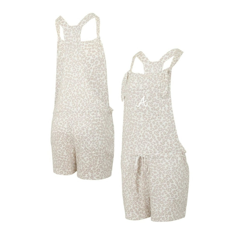 Atlanta Braves Concepts Sport Women's Montana Hacci Knit Romper Overalls - Cream