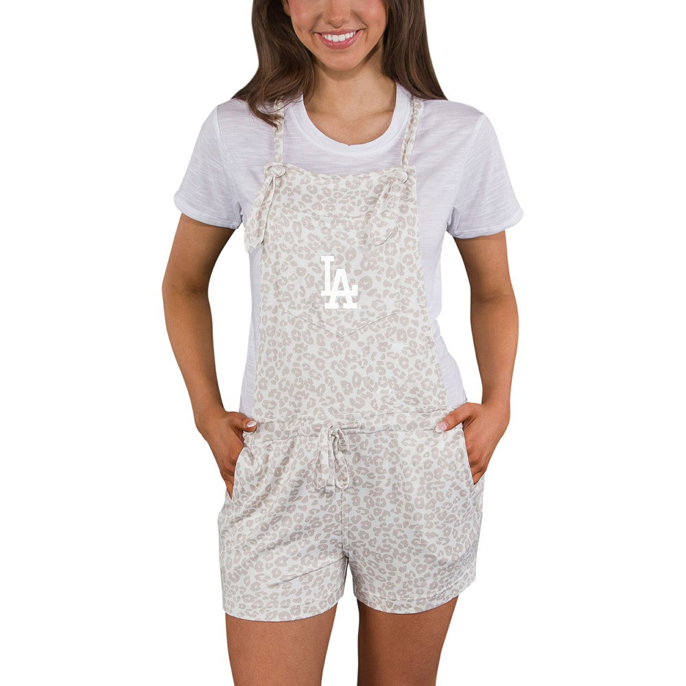 Los Angeles Dodgers Concepts Sport Women's Montana Hacci Knit Romper Overalls - Cream