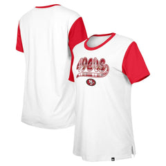 San Francisco 49ers New Era Women's 3rd Down T-Shirt White/Scarlet