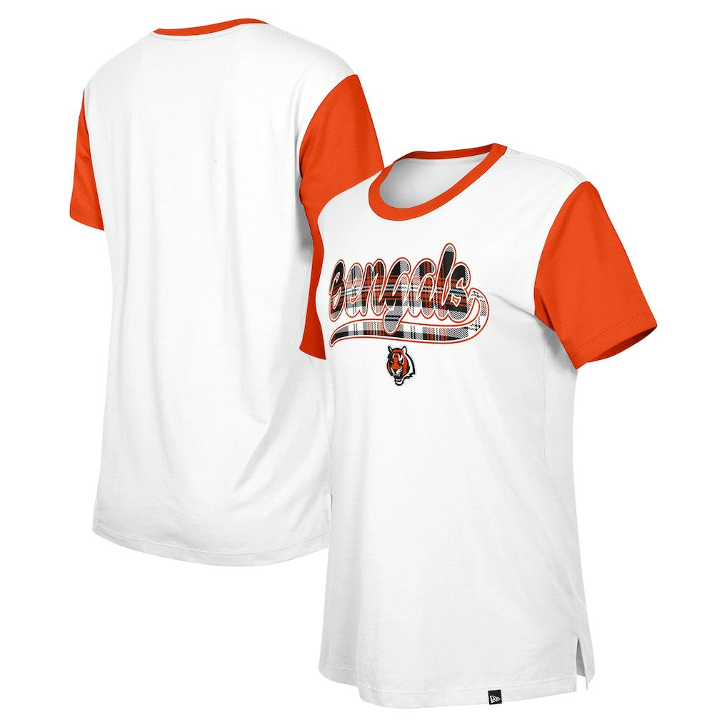 Cincinnati Bengals New Era Women's 3rd Down T-Shirt White/Orange