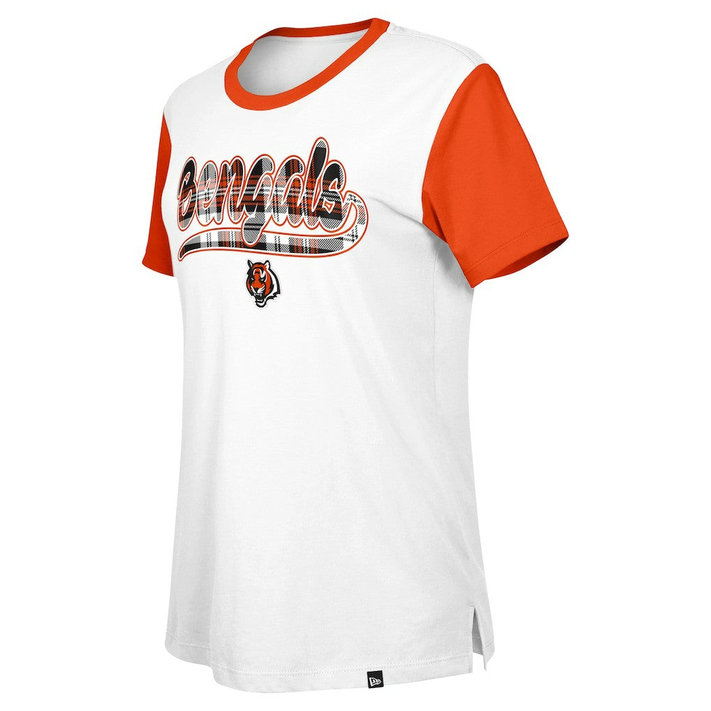Cincinnati Bengals New Era Women's 3rd Down T-Shirt White/Orange