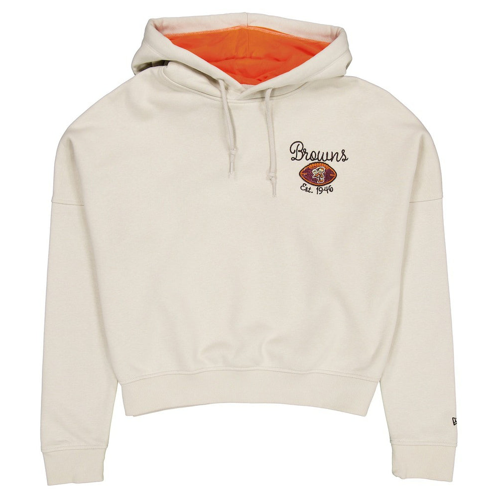 Cleveland Browns New Era Women's 3rd Down Historic Pullover Hoodie Cream