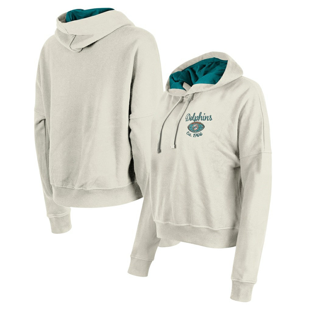 Miami Dolphins New Era Women's 3rd Down Historic Pullover Hoodie Cream