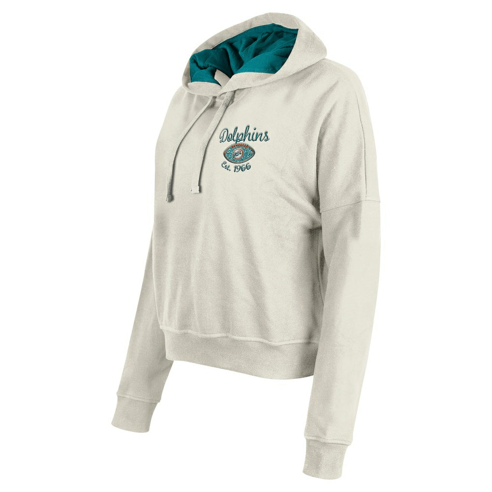 Miami Dolphins New Era Women's 3rd Down Historic Pullover Hoodie Cream