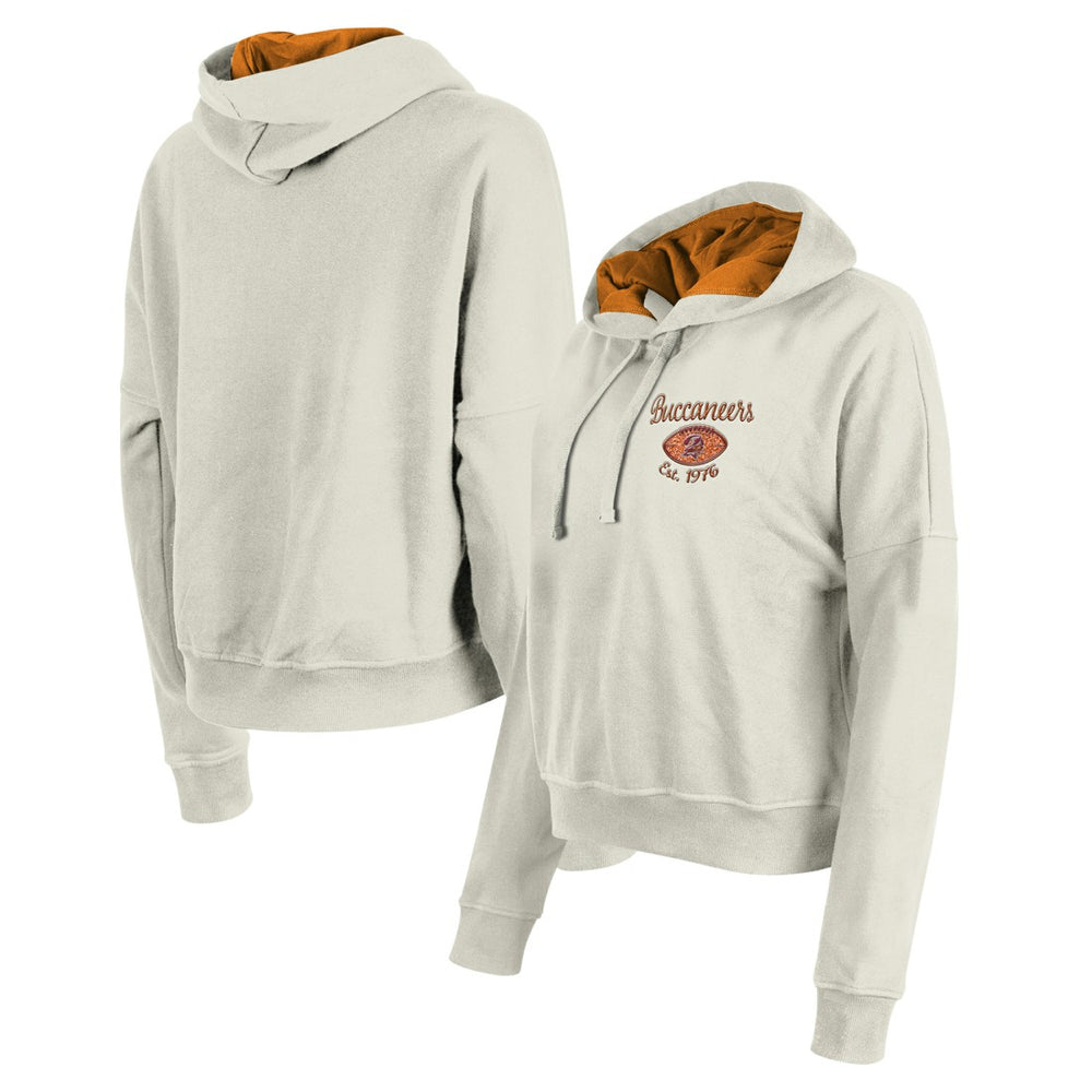 Tampa Bay Buccaneers New Era Women's 3rd Down Historic Pullover Hoodie Cream