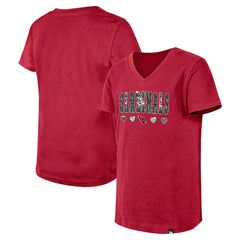 Arizona Cardinals New Era Girls Youth Flip Sequin V-Neck T-Shirt Cardinal
