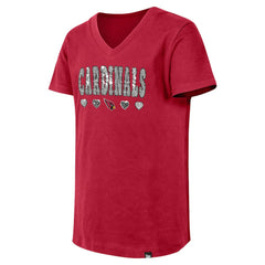 Arizona Cardinals New Era Girls Youth Flip Sequin V-Neck T-Shirt Cardinal