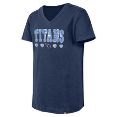 Tennessee Titans New Era Girls Youth Flip Sequin V-Neck T-Shirt Navy