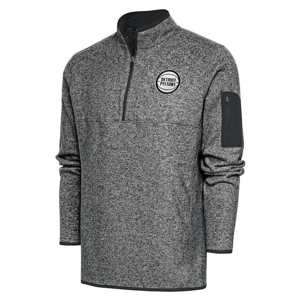 Detroit Pistons Antigua Fortune Big & Tall Quarter-Zip Pullover Jacket Heather Charcoal