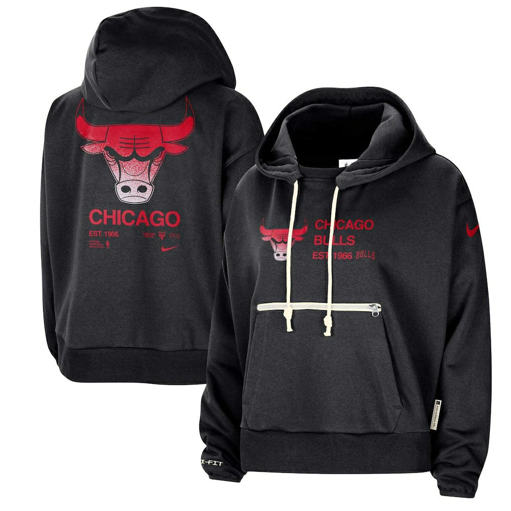 Chicago Bulls Women's Courtside Standard Issue Performance Pullover Hoodie Black