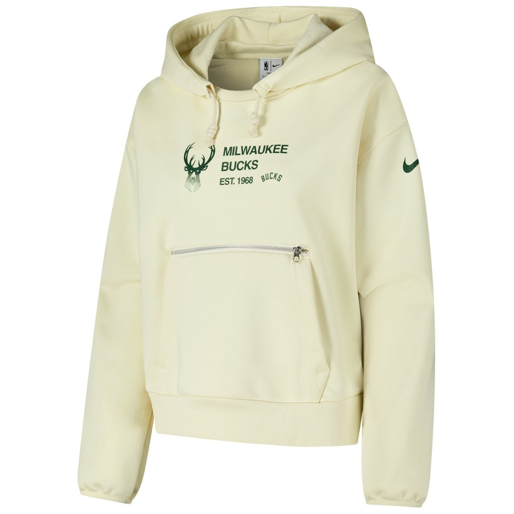 Milwaukee Bucks Women's Courtside Standard Issue Performance Pullover Hoodie Cream