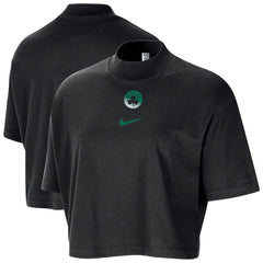 Boston Celtics Women's Courtside Mock Neck Loose Fit Cropped T-Shirt Black