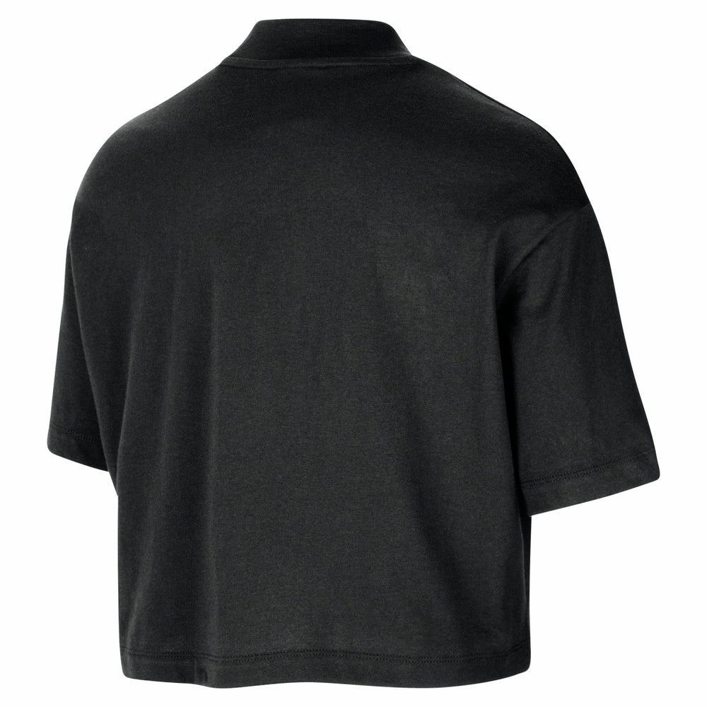 Los Angeles Lakers Women's Courtside Mock Neck Loose Fit Cropped T-Shirt Black