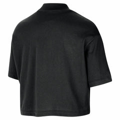 Los Angeles Lakers Women's Courtside Mock Neck Loose Fit Cropped T-Shirt Black