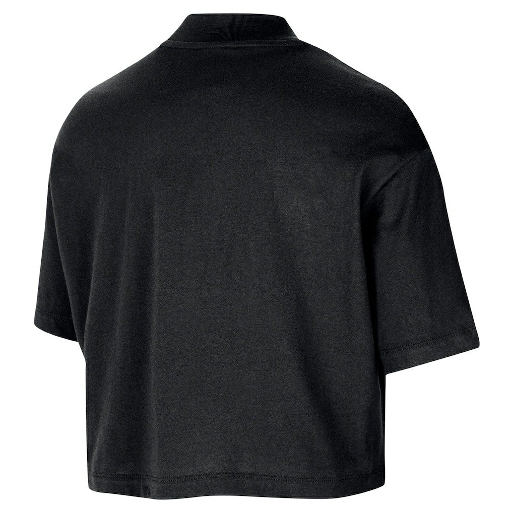 Chicago Bulls Women's Courtside Mock Neck Loose Fit Cropped T-Shirt Black