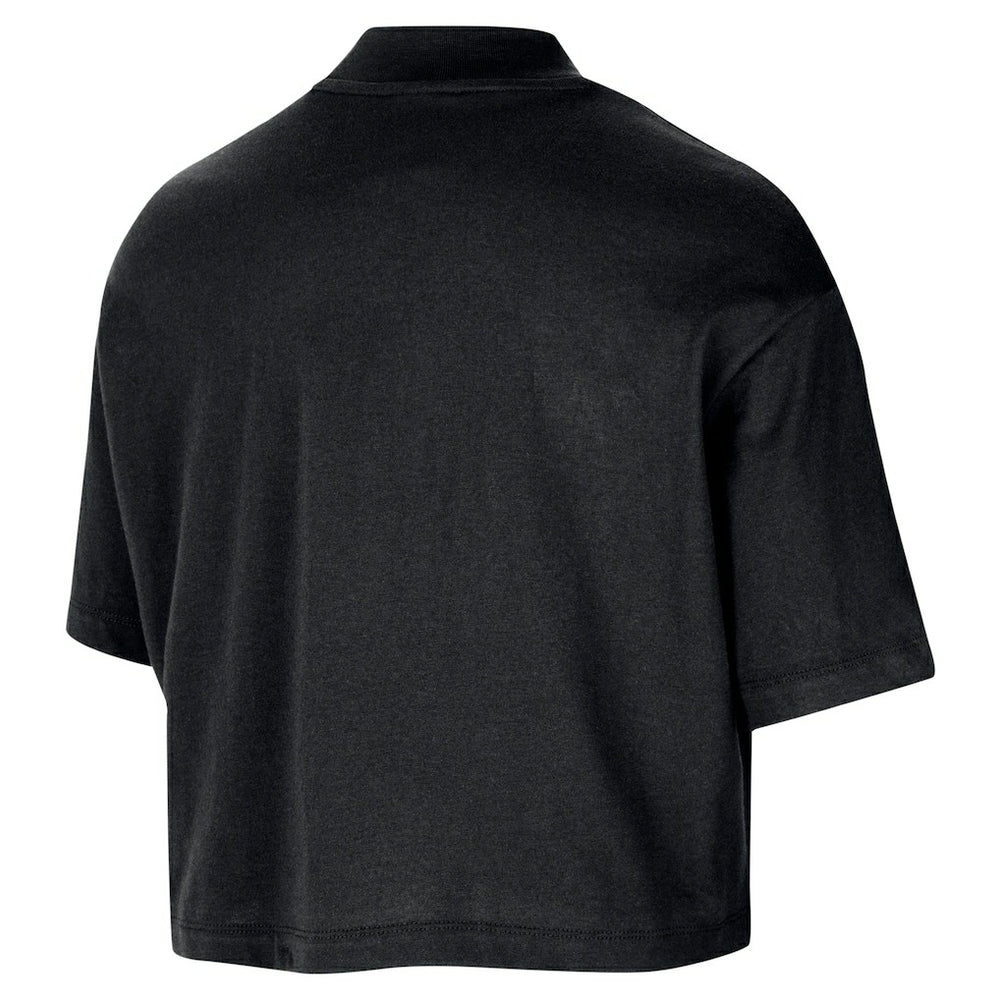 Chicago Bulls Women's Courtside Mock Neck Loose Fit Cropped T-Shirt Black