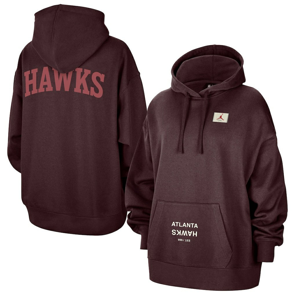 Atlanta Hawks Jordan Brand Women's Courtside Statement Edition Oversize Pullover Hoodie Burgundy
