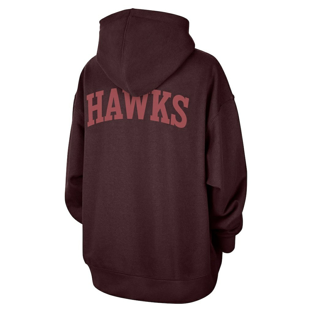 Atlanta Hawks Jordan Brand Women's Courtside Statement Edition Oversize Pullover Hoodie Burgundy