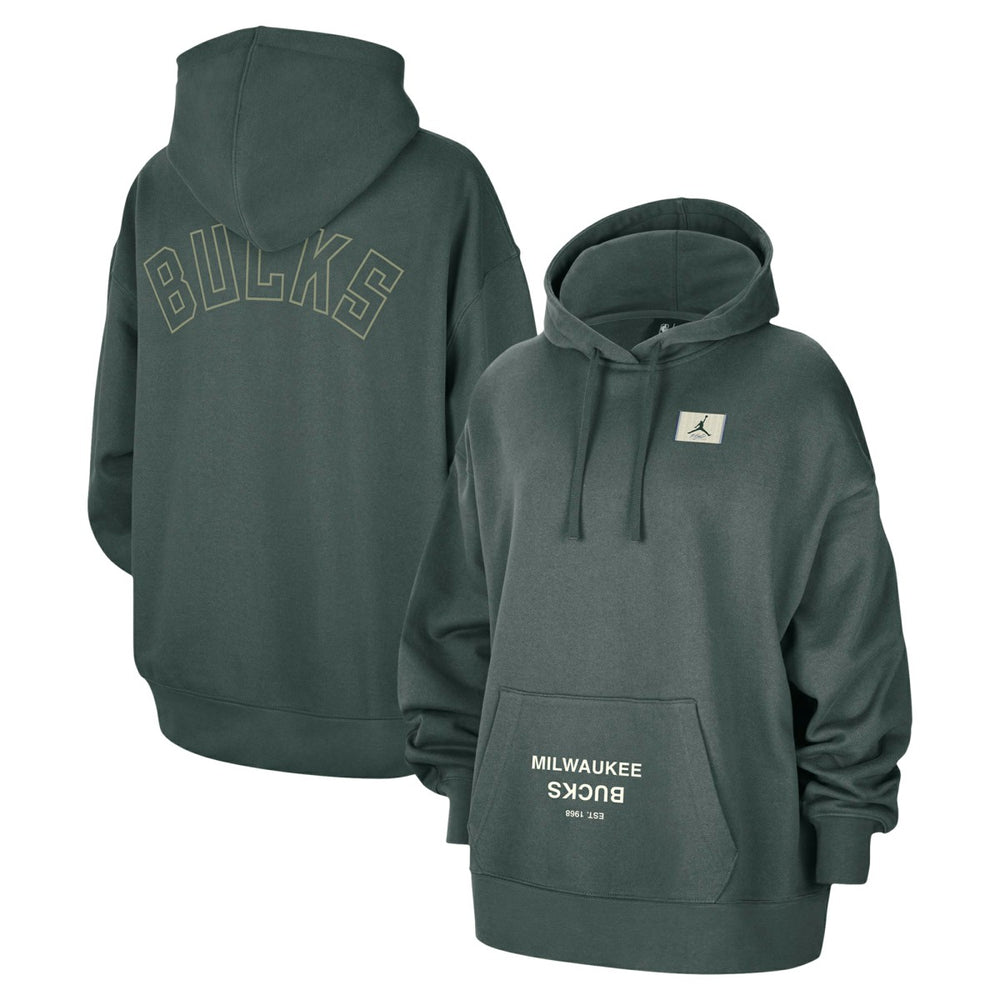 Milwaukee Bucks Jordan Brand Women's Courtside Statement Edition Oversize Pullover Hoodie Green