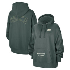 Milwaukee Bucks Jordan Brand Women's Courtside Statement Edition Oversize Pullover Hoodie Green
